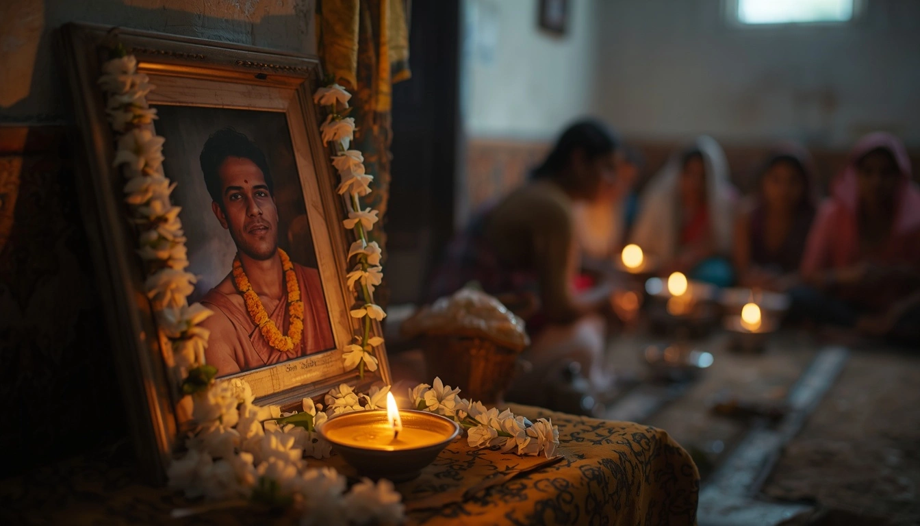 13th day ritual peaceful traditional courtyard representing healing